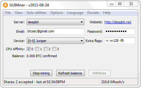 Видео GUI Miner