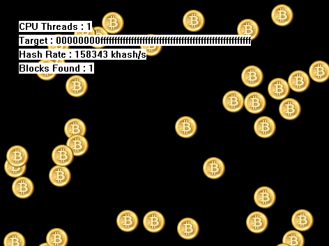 Результаты работы Bitcoin Screensaver RPC Miner