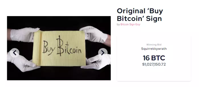Блокнот с надписью Buy Bitcoin ушел с молотка за $1 млн